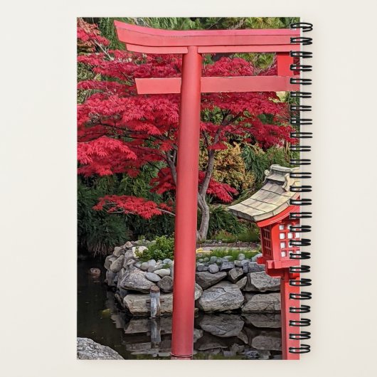 Japanische Gartenstrukturen und Blätter von Rotem Notizblock (Rückseite)