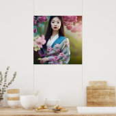 Japanische Geisha AI kreierte realistischen Stil d Poster (Küche)