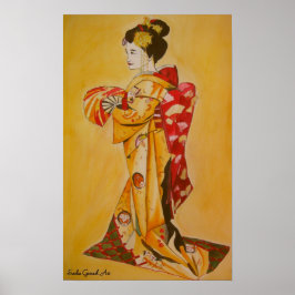 Japanische Geisha Aquarellmalerei Poster