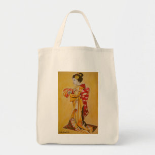 Japanische Geisha Aquarellmalerei Tragetasche