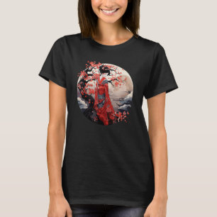 Japanische Geisha Art Print Traditioneller Kimono T-Shirt