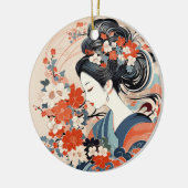 Japanische Geisha & Blume Keramik Ornament (Links)