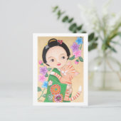 Japanische Geisha & Cat Post Card Postkarte (Stehend Vorderseite)