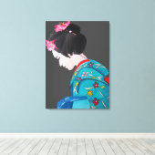 Japanische Geisha-Dame mit Cherry-Blüte Leinwanddruck (Insitu (Holzboden))