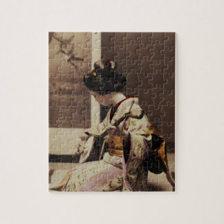 Japanische Geisha, die das shamisen spielt Puzzle