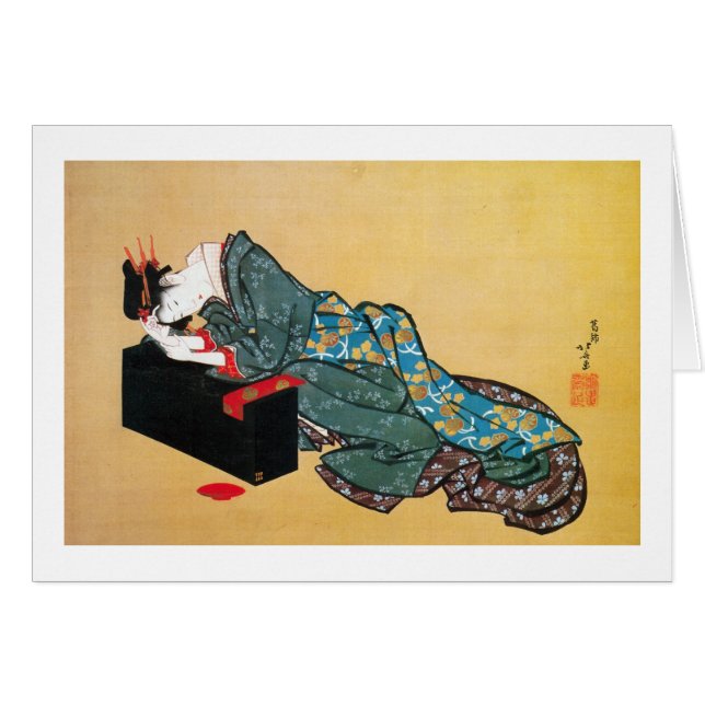 Japanische Geisha-Frau, Hokusai, Ukiyo-e (Vorderseite (Horizontal))