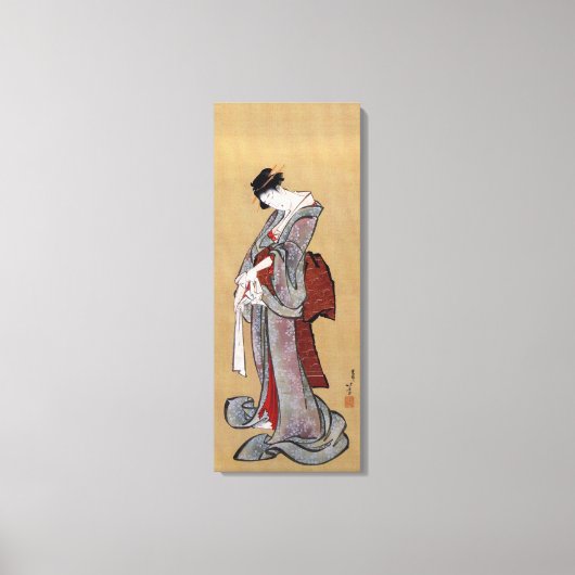 Japanische Geisha-Frau, Hokusai, Ukiyo-e Leinwanddruck (Vorderseite)