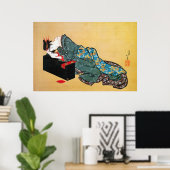 Japanische Geisha-Frau, Hokusai, Ukiyo-e Poster (Heimbüro)