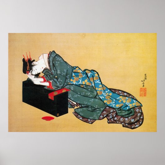 Japanische Geisha-Frau, Hokusai, Ukiyo-e Poster (Vorne)