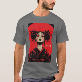 Japanische Geisha-Frau weint Blut Kunst Frauen Mäd T-Shirt