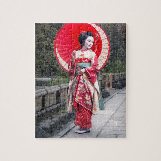 Japanische Geisha in Kyoto Puzzle (Vertikal)