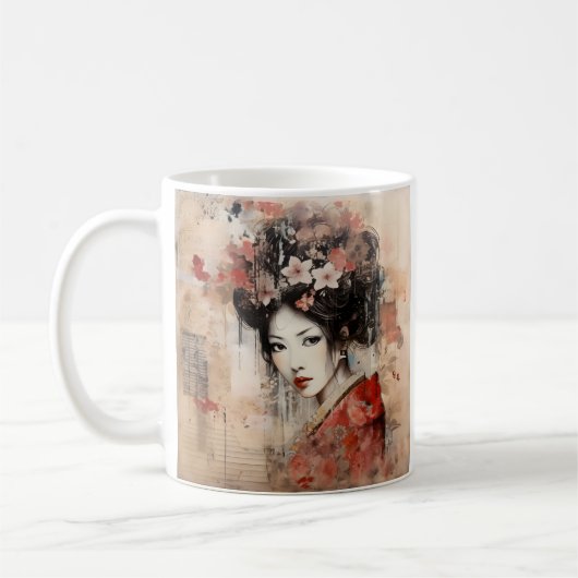 Japanische geisha-Kaffee-Tasse mit gemischten Medi Kaffeetasse (Links)