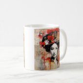 Japanische geisha-Kaffee-Tasse mit gemischten Medi Kaffeetasse (VorderseiteRechts)
