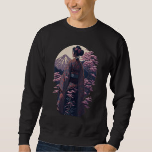 Japanische Geisha Kimono Japan Sakura Garten Berg Sweatshirt
