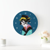 Japanische Geisha Kimono-niedliche Kunst Große Wanduhr (Zuhause)