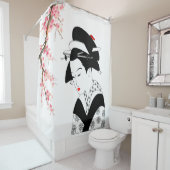 Japanische geisha Kirschblüte Blüte Rosa Weiß Duschvorhang (Beispiel)