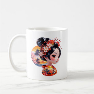 Japanische Geisha-Kirschblüten-Kunst Kaffeetasse