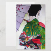 Japanische Geisha-Kunst mit Kimono und Schirm Briefpapier (Vorne/Hinten)