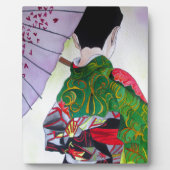 Japanische Geisha-Kunst mit Kimono und Schirm Fotoplatte (Vorderseite)