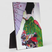 Japanische Geisha-Kunst mit Kimono und Schirm Fotoplatte (Seite)