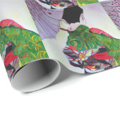 Japanische Geisha-Kunst mit Kimono und Schirm Geschenkpapier (Rolleneckpunkt)