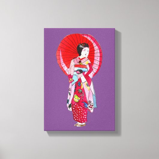 Japanische Geisha-Kunst mit Schirm Leinwanddruck (Vorderseite)