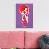 Japanische Geisha-Kunst mit Schirm Leinwanddruck (Insitu (Wohnzimmer))