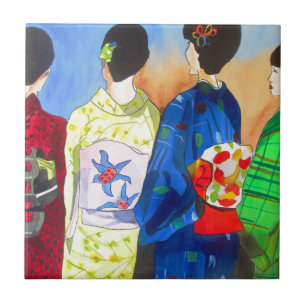 Japanische Geisha-Kunst vom Frühling Fliese