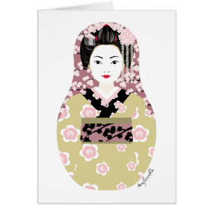 Japanische Geisha Matryoshka Karte