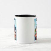 Japanische Geisha mit blauer Kimono-Originalkunst Tasse (Zentrum)