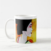 Japanische Geisha mit grüner Kimono-Originalkunst Kaffeetasse (Links)