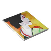 Japanische Geisha mit grüner Kimono-Originalkunst Notizblock (angewinkelt)