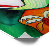 Japanische Geisha mit grüner Kimono-Originalkunst Poster (Ecke)