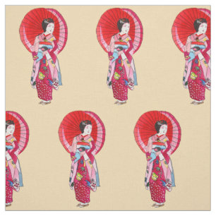 Japanische Geisha mit niedlicher Kimono-Kunst Stoff
