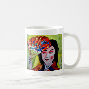 Japanische Geisha mit originaler Aquarellkunst Kaffeetasse
