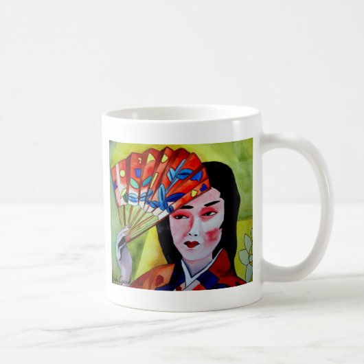 Japanische Geisha mit originaler Aquarellkunst Kaffeetasse (Rechts)