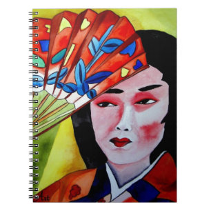 Japanische Geisha mit originaler Aquarellkunst Notizblock