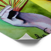 Japanische Geisha mit originaler Aquarellkunst Poster (Ecke)