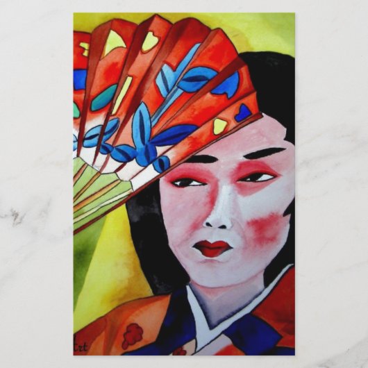 japanische Geisha mit originaler Kunstmalerei Briefpapier (Vorderseite)