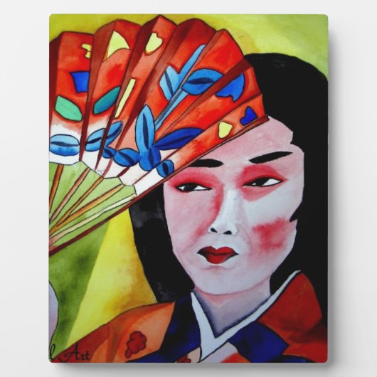 japanische Geisha mit originaler Kunstmalerei Fotoplatte (Vorderseite)