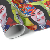 japanische Geisha mit originaler Kunstmalerei Geschenkpapier (Rolleneckpunkt)