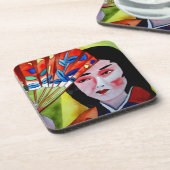 japanische Geisha mit originaler Kunstmalerei Untersetzer (Linke Seite)