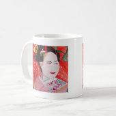 Japanische Geisha mit roter Schirmherrschaft Kaffeetasse (Vorderseite Links)