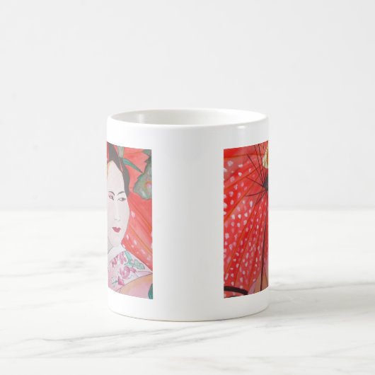Japanische Geisha mit roter Schirmherrschaft Kaffeetasse (Mittel)