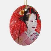 Japanische Geisha mit roter Schirmherrschaft Keramikornament (Rechts)