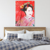Japanische Geisha mit roter Schirmherrschaft Leinwanddruck (Insitu (Schlafzimmer))