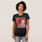 Japanische Geisha mit roter Schirmherrschaft T-Shirt (Vorne ganz)