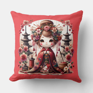 Japanische Geisha-Niedliche Szene Kissen
