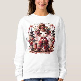 Japanische Geisha-Niedliche Szene Sweatshirt
