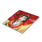 Japanische Geisha-Originalkunst Aquarellmalerei Fliese (Seite)
